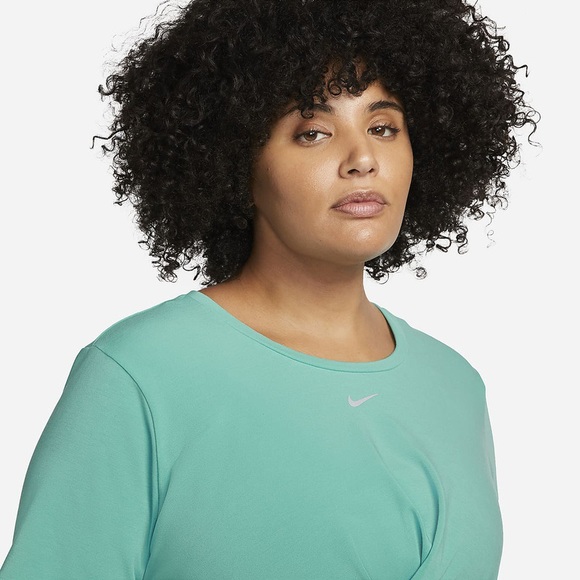 Nike Dri-FIT One Luxe Women's Twist Cropped Short-Sleeve Top Washed Teal 1X NEW - Picture 2 of 7